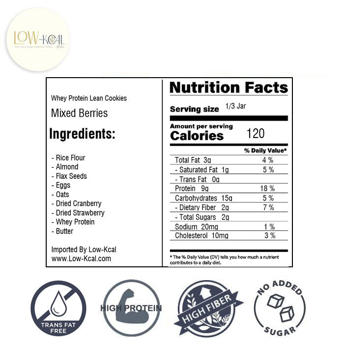 Whey Protein Lean Cookies - Mixed Berries - Low - Kcal - Daylean - Whey Protein Lean Cookies - Mixed Berries -