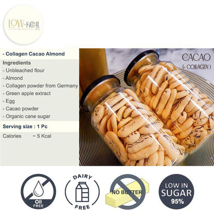 Almond & Collagen Bites ( Thai Tea, Cacao, Pandan, Banana, Purple Potato ) - Low - Kcal - Kanomdeedee - Collagen Cacao Almond - almond & collagen bites ( thai tea, cacao, pandan, banana, purple potato ) collagen cacao almond ( 650g ) - 