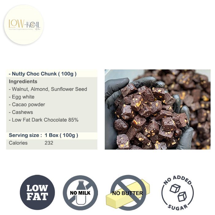 Dark Choc Crispy Brownies - Nutty Choc Chunk ( 100g ) - Low - Kcal - PekoPeko - Dark Choc Crispy Brownies - Nutty Choc Chunk ( 100g ) - Low - Kcal - PekoPeko - Dark Choc Crispy Brownies - Nutty Choc Chunk ( 100g ) - 