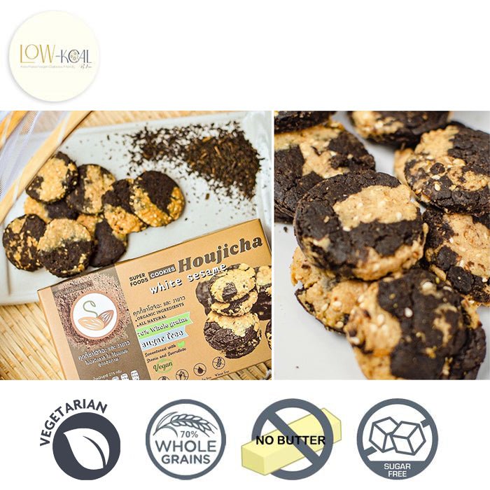 Hojicha White Sesame Cookies (Vegan) - Low - Kcal - Sprouted Seeds - Hojicha White Sesame Cookies (Vegan) - 